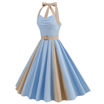 Women's Mid-length Younger Fashion Halter Large Swing Dresses