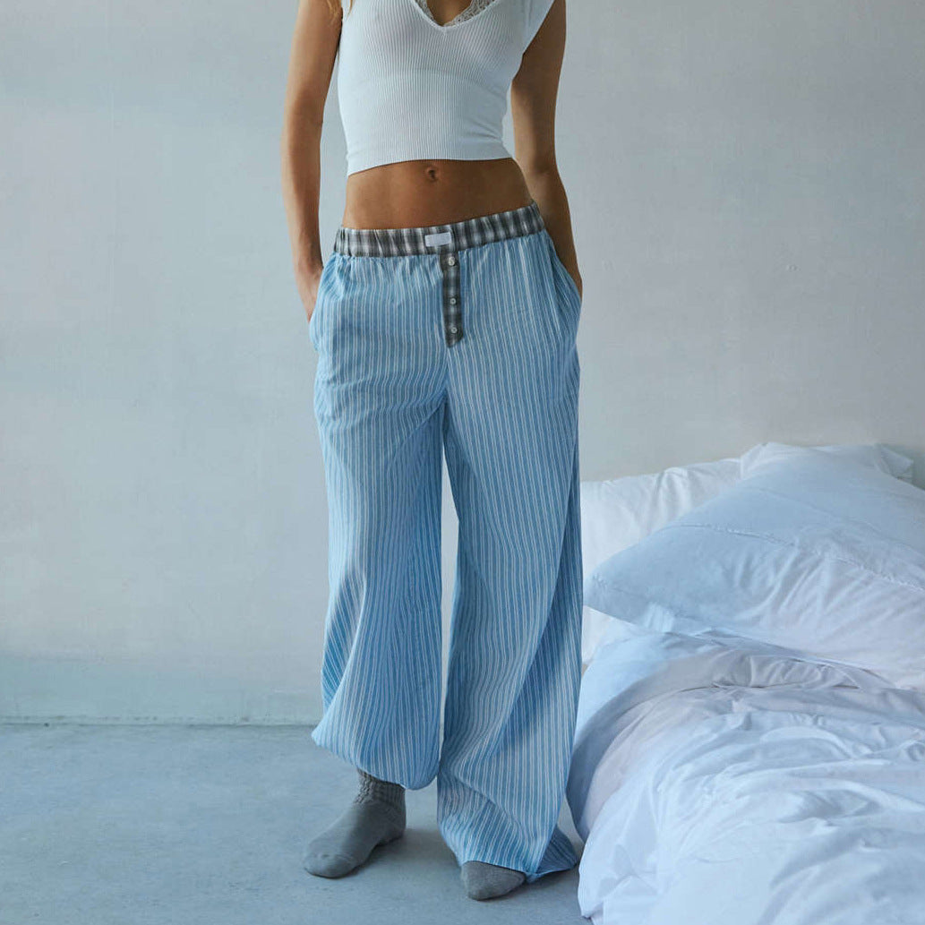 Women's Casual Comfortable Plaid Trousers Straight For Pants