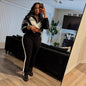 Women's Fashion Zipper Lapel Stitching Loose Zip Suits