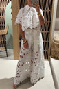Women's Color Sexy Cutout Wide Leg Two-piece Suits