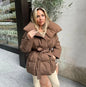 Women's Warm Long Sleeves Waist Loose Solid Coats