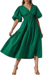 Women's Bohemian Floral Mid-length Dress Pleating Beach Dresses