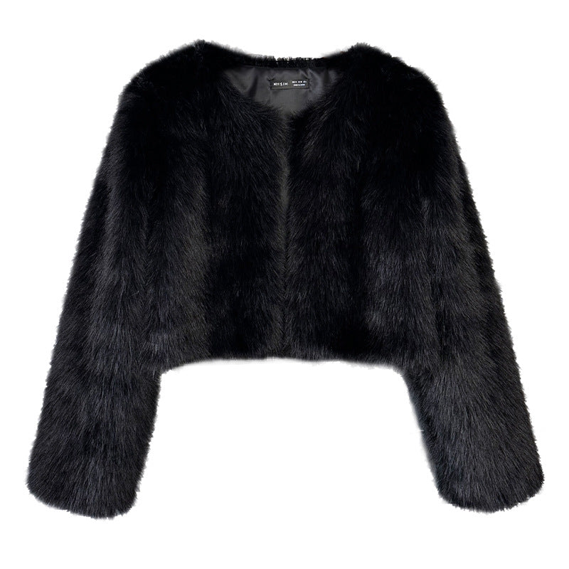 Women's Imitation Tuscan Fur Korean Style Solid Coats