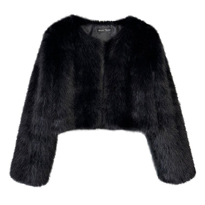 Women's Imitation Tuscan Fur Korean Style Solid Coats