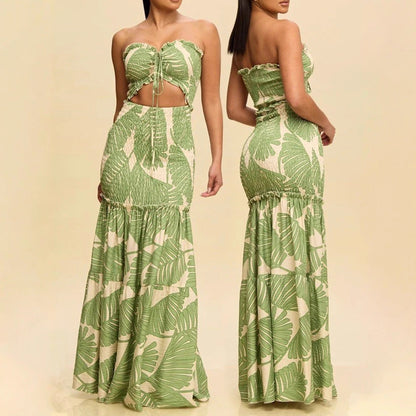 Women's Fashion Wear Printed Tube Cinched Dress Dresses