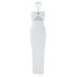Summer Sexy Halter Three Dimensional Decoration Hollow Out Cutout Backless Leg Exposed Dress Women Clothing