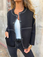 Striped Loose Round Neck Button Long Sweaters