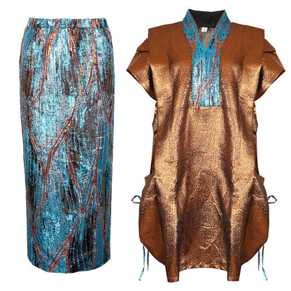 Women's Wear Fashion Robe Mid-length Dress Set Suits