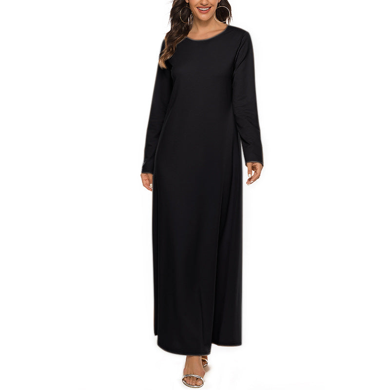 Muslim Basic Style Long Sleeve Inner Dresses