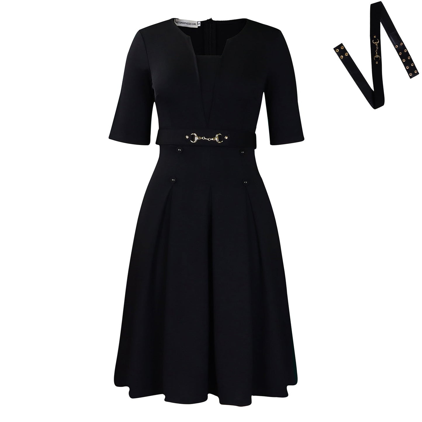 Women's Summer Sleeve Fashion Elegant Commuter Solid Color Dresses