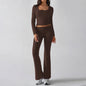 Solid Color Casual Knitted Long-sleeved Yoga Clothes Tops