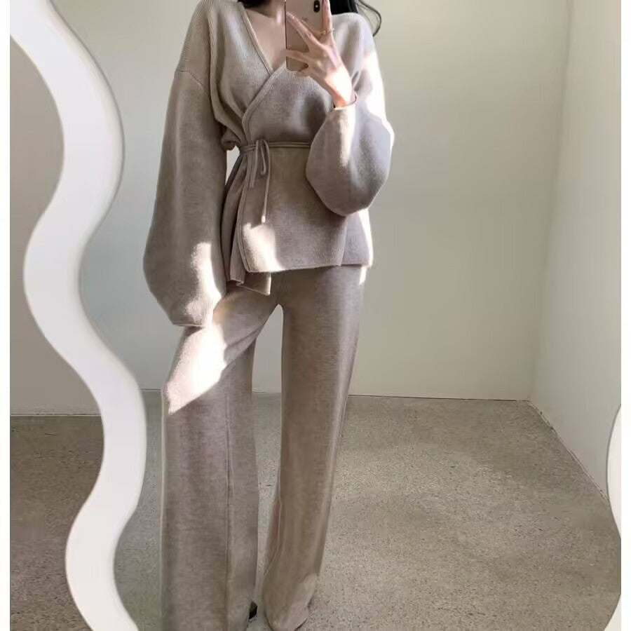 Style Retro Lazy Knitted Wide Leg Sweaters