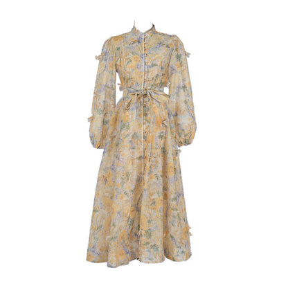 Catwalk Design Sense Hanging Flower Long Dresses