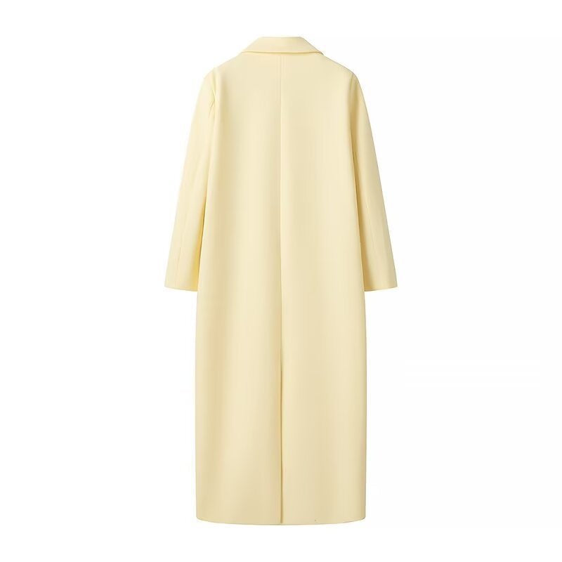 Women's Autumn Fashion Goose Yellow Woolen Long Coats