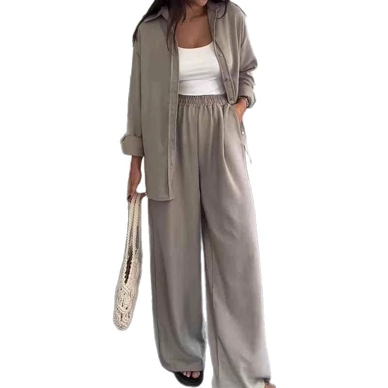 Women's Solid Color Loose Casual Wide Leg Suits