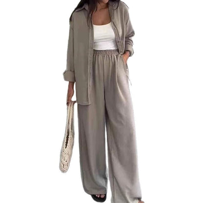 Women's Solid Color Loose Casual Wide Leg Suits