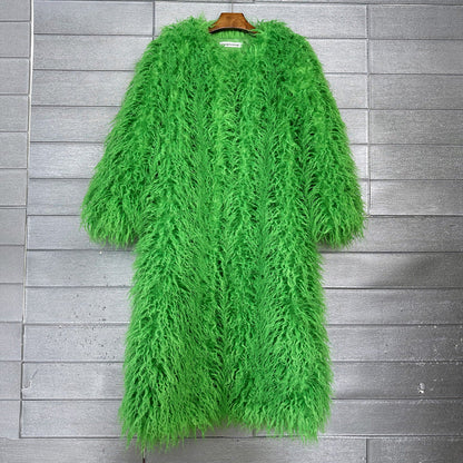 Imitation Tan Wool Extended Furry Color Coats