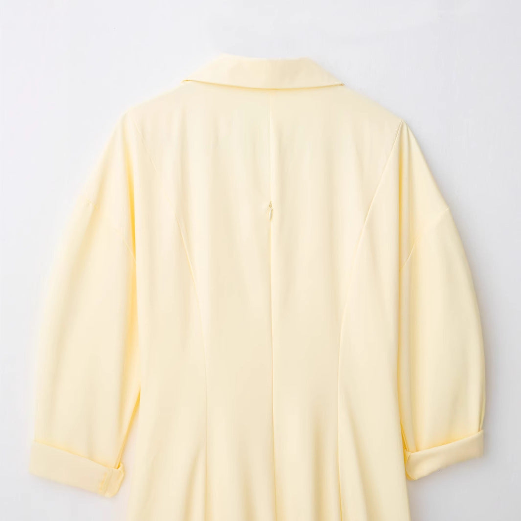Summer Lapel Shirt Trench Solid Color Dresses
