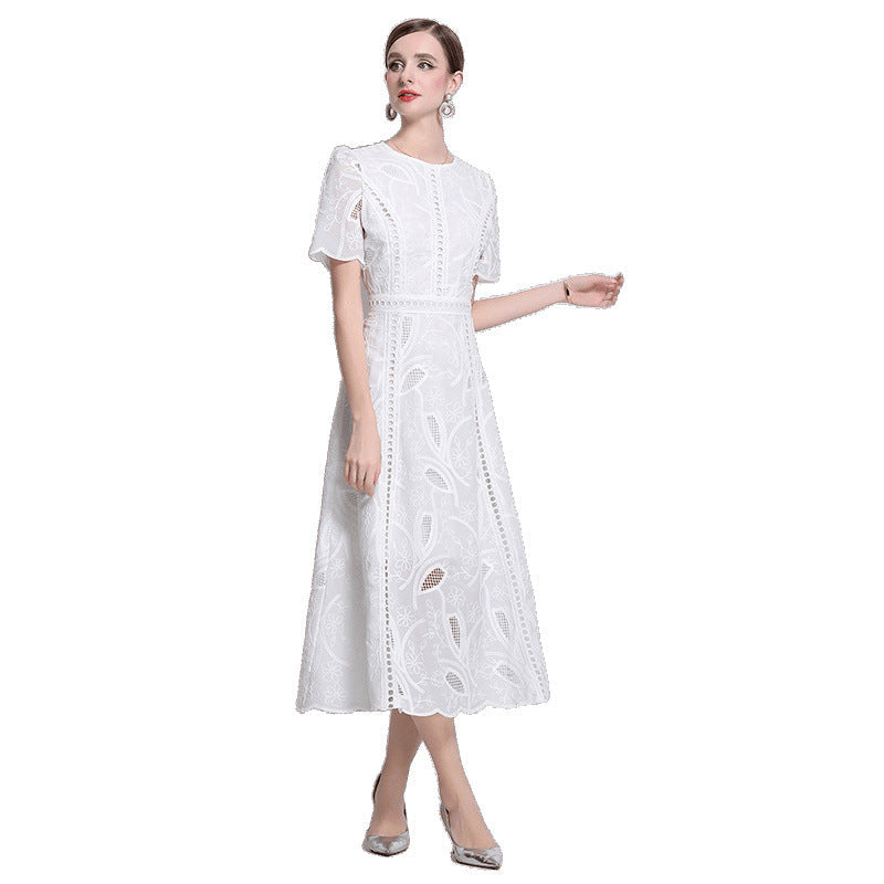 Women's Neck Ruffle Sleeve Lace Dress Summer Dresses