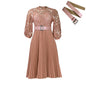 Women's Temperament Pure Color Lace Crocheted Pleated Dresses