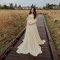 Women's Lace Chiffon Patchwork Trailing Half Sleeve Long Dress Dresses