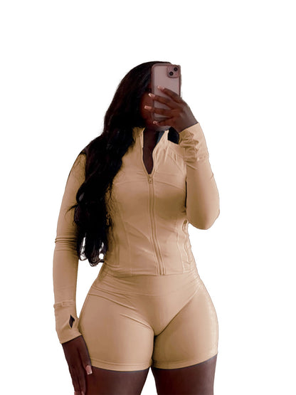 Women's Leisure Sexy Tight Long Sleeve Two-piece Suits