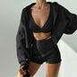 Women's Casual Zipper Hooded Autumn Comfortable Three-piece Suits