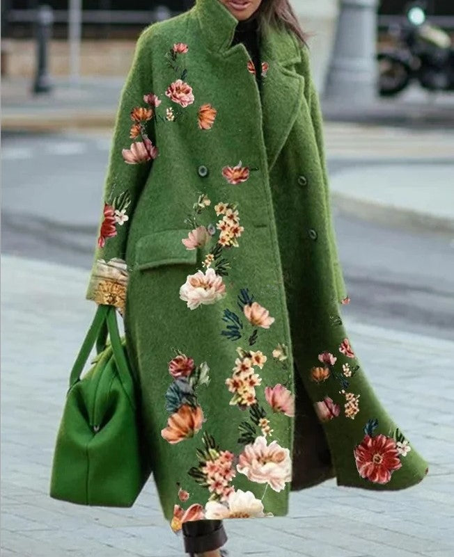 Printed Slim Fit Temperament Commute Pocket Coats