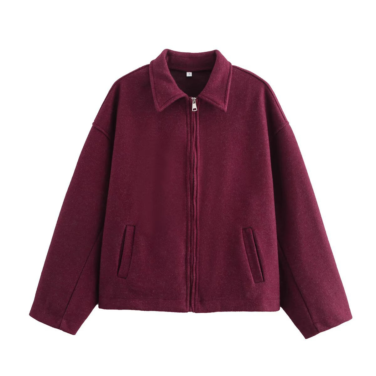 Women's Polo Collar Zipper Ornament Solid Color Coats
