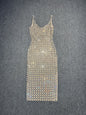 Women's Color Rhinestone Backless Light Luxury Minority Banquet Birthday Sexy Dresses
