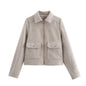 Women's Autumn Fashion Soft Woolen Pocket Zipper Coats
