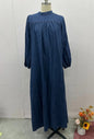 Round Neck Solid Color Loose Casual Long Dresses