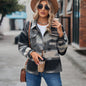 Women's Geometric Pattern Loose Lapels Pocket Button Coats