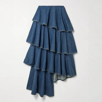 Women's Raglan Sleeve Loose Shirt Asymmetric Lotus Skirts