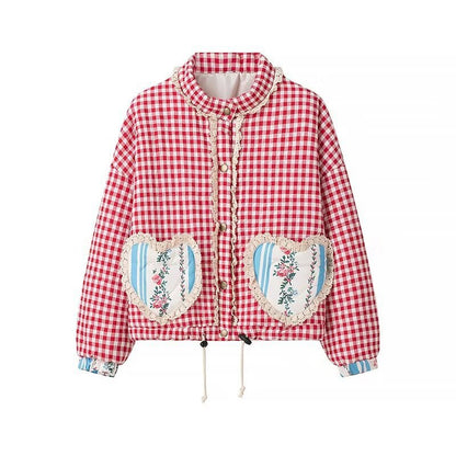 Women's New Street Fashion Stitching Plaid Coats