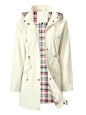 Women's Hooded Drawstring Plaid Lined Trench Coats