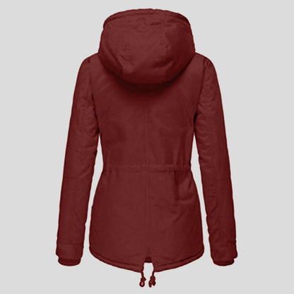 Women's Cinched Slimming Veet Padded Thickened Warm Cotton Mid-length Coats