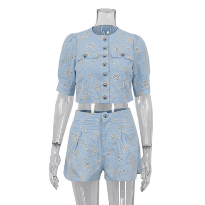 Style Design Minority Fashion Embroidery Sleeve Shirt Suits
