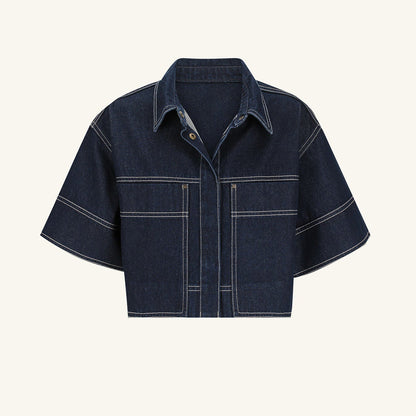 Women's Summer Casual Pocket Sleeve Shirt Split Suits