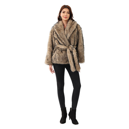 Women's Mid-length Fashion Trend Warm Thick Fluff Coats
