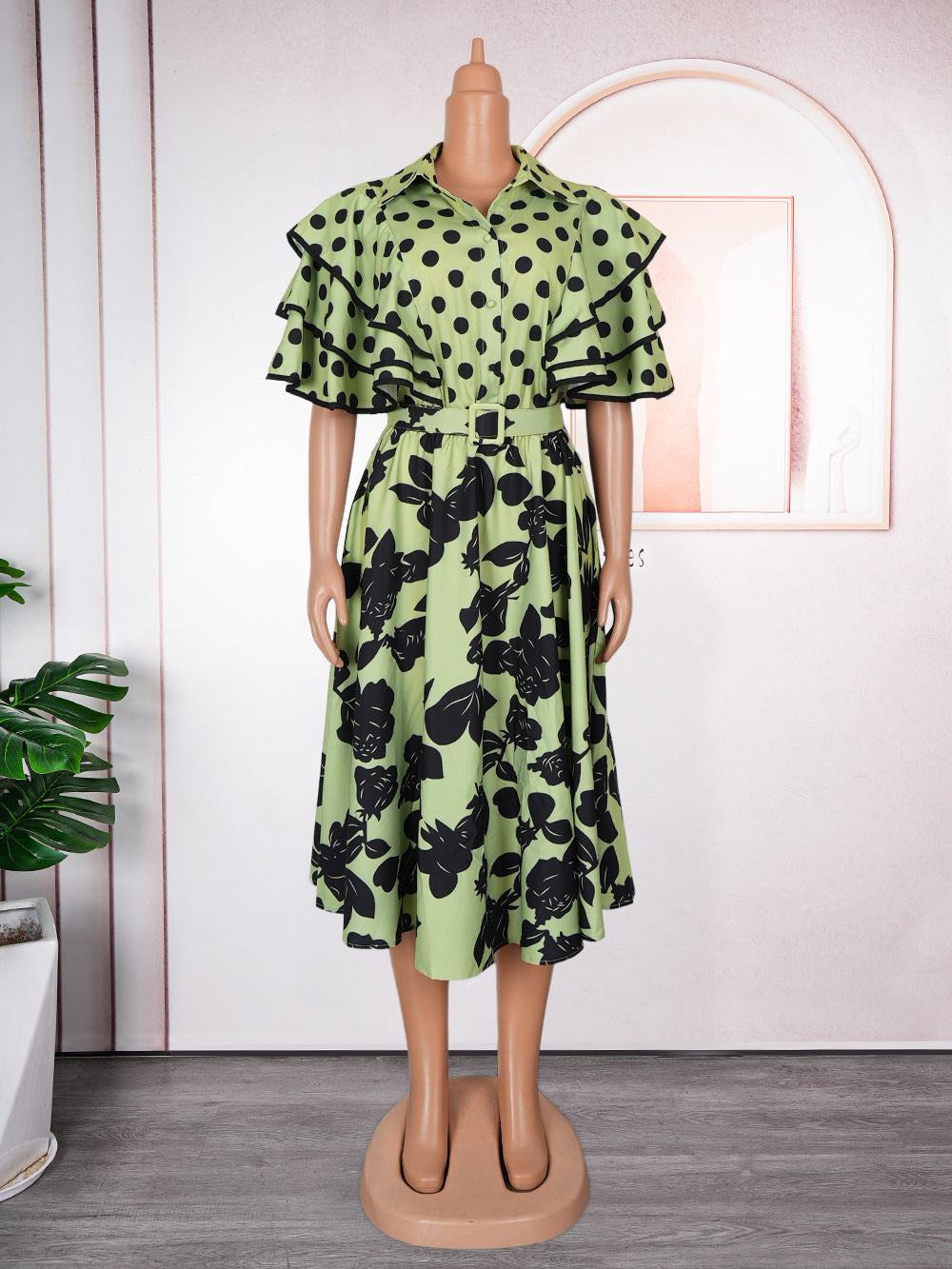 Women's Printed Shirt Dress A- Line African Dresses