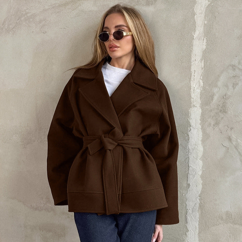 Women's Atmosphere Woolen High-grade Collar Long Sleeve Coats