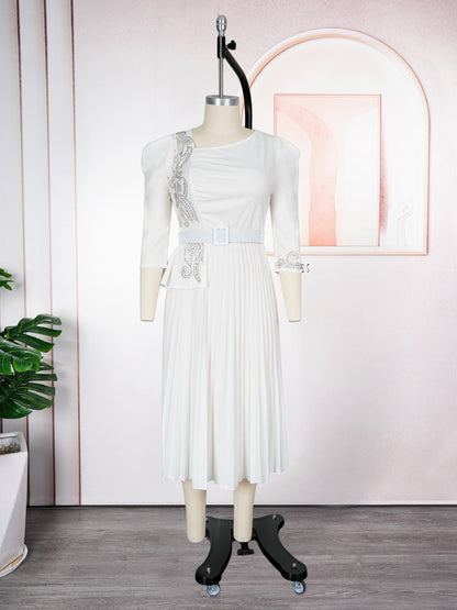 Women's Elegant Commuter Pleated African Wear Dress Dresses