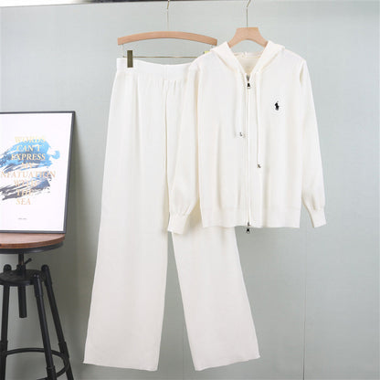 High Sense Loose Western Style Casual Hooded Embroidered Suits