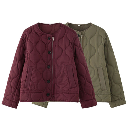 Women's Fashion Single-breasted Quilted Diamond Lattice Coats