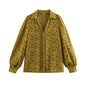 Women's Spring Long Sleeve Texture Lantern Shirt Blouses