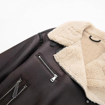 Women's Stand Collar Long Sleeve Stitching Fleece Coats