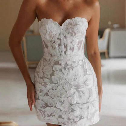 Women's Jacquard Embroidered Tube Dress French Early Gentle Wedding Dresses