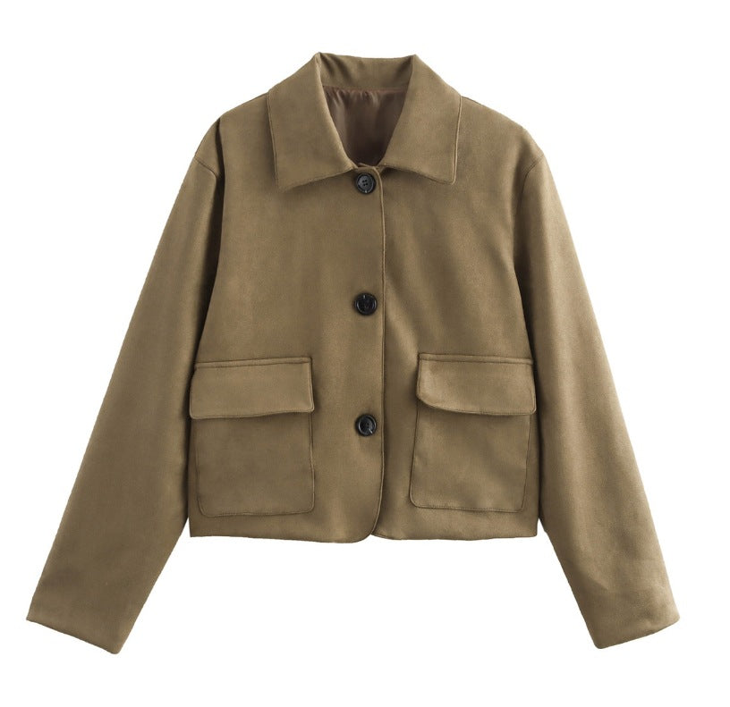 Women's Fashionable Old Money Style Suede Jackets