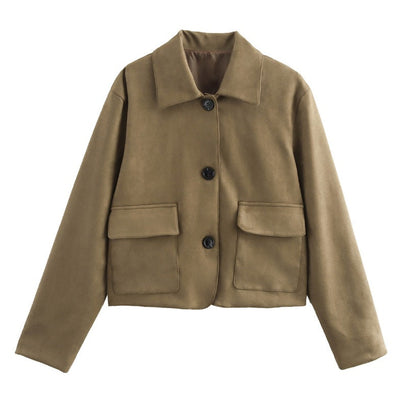 Women's Fashionable Old Money Style Suede Jackets